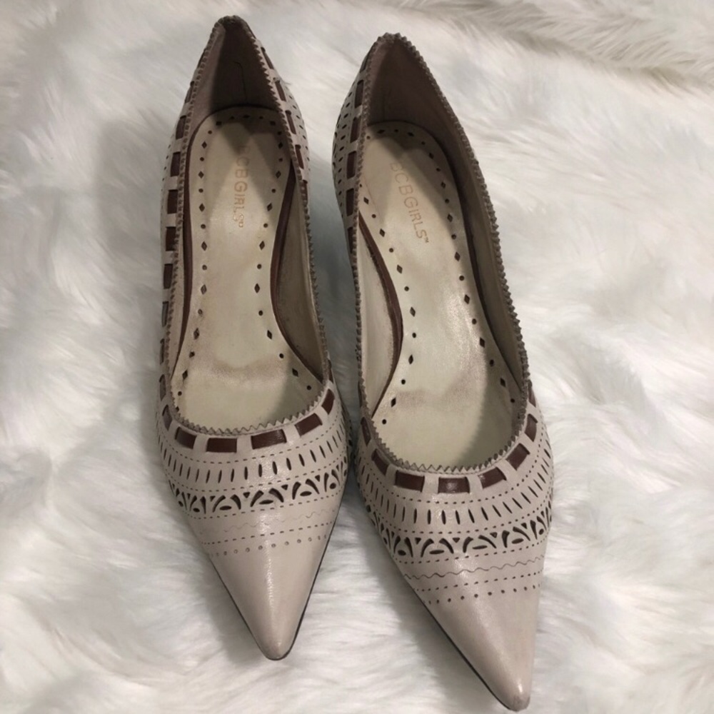 Cream and Brown Pumps
